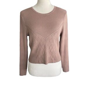 Abercrombie & Fitch Ribbed Tan Knit Sweater Cropped Neutral Y2K Top Women Sz XL
